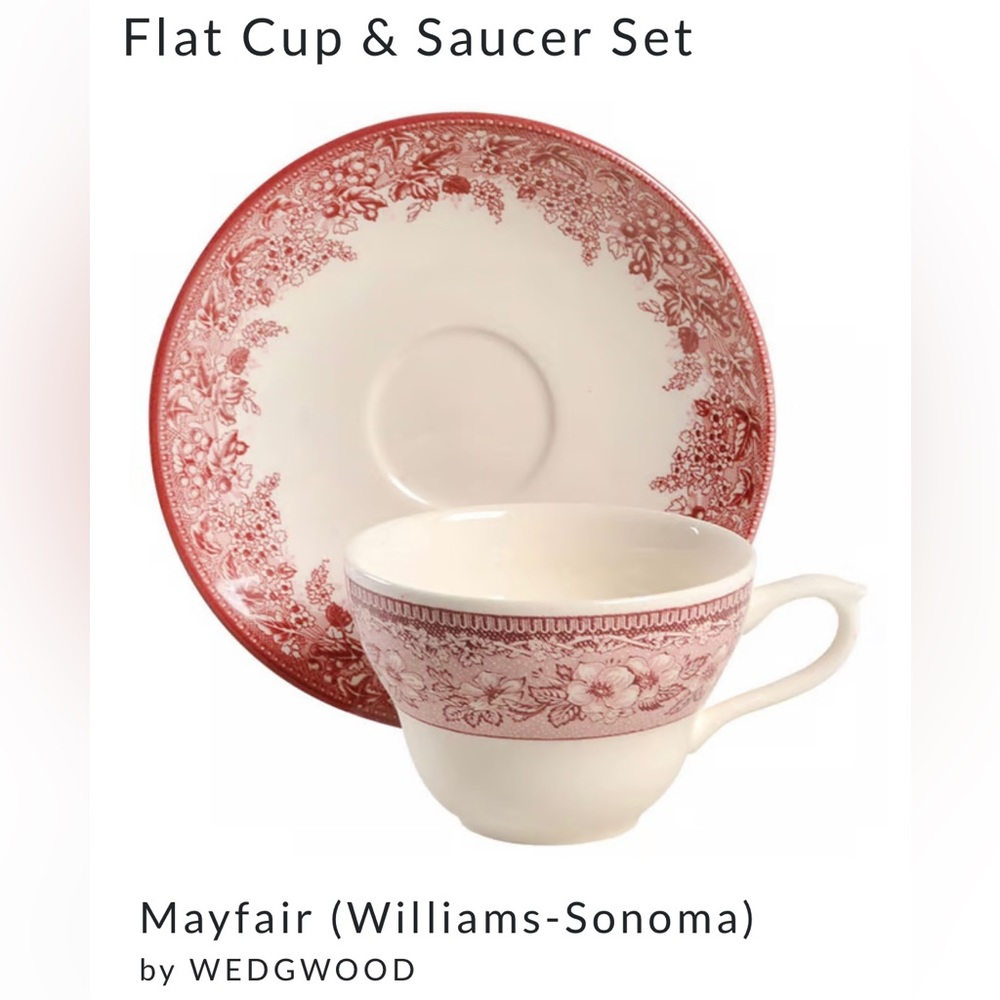 Set of TWO (2) Mayfair by Wedgewood (for Williams-Sonoma) cups and saucers - Picture 2 of 4